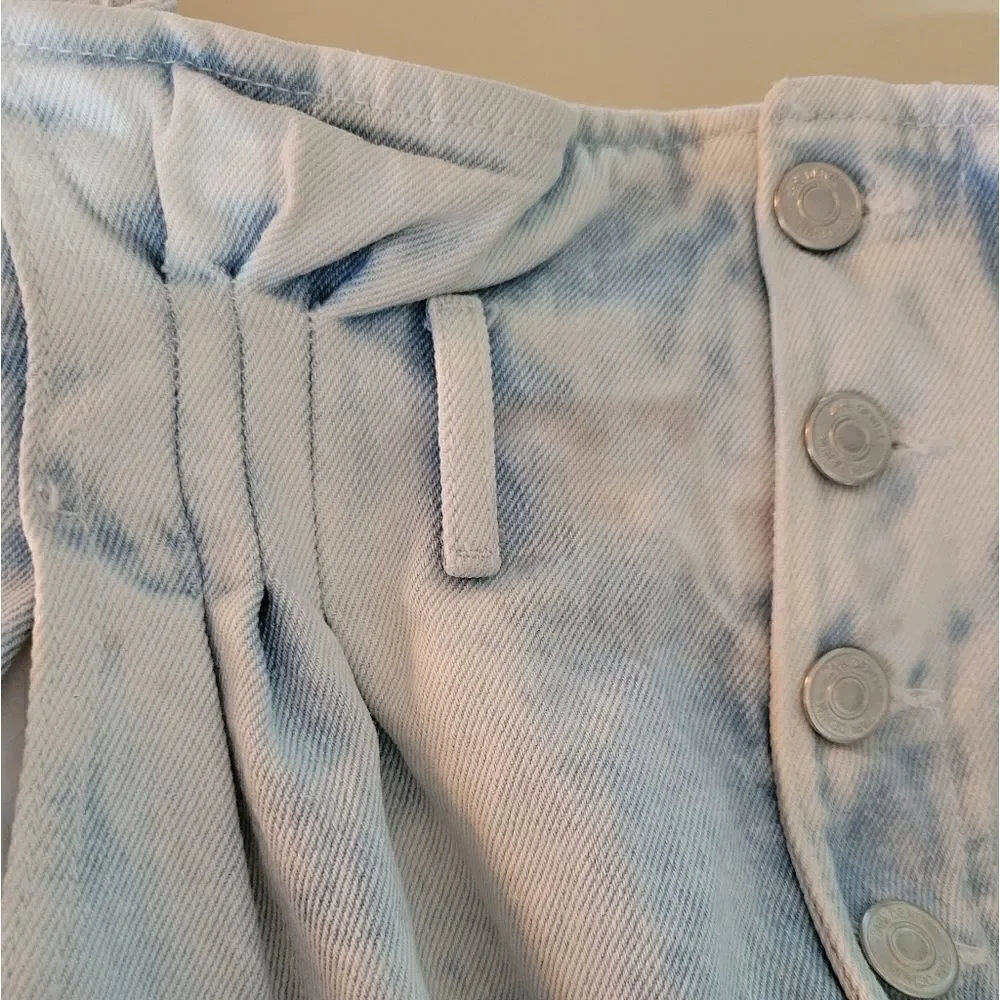 Zara High-waisted Paperbag Denim Shorts